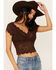 Image #2 - Shyanne Women's Flutter Sleeve Lace Crop Top, Dark Brown, hi-res