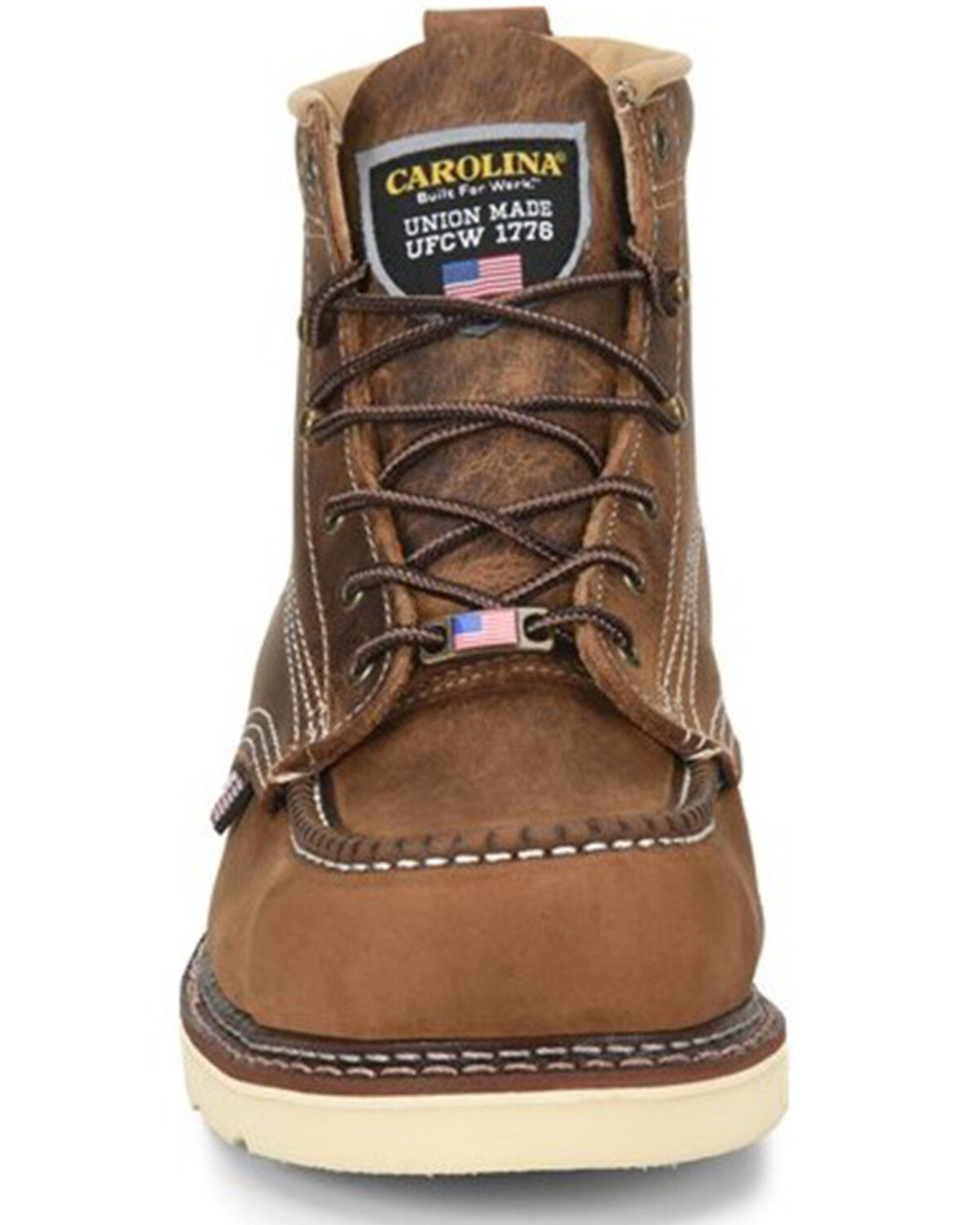 Image #3 - Carolina Men's 6" Domestic AMP USA Wedge Moc Work Boot - Steel Toe, Brown, hi-res