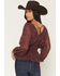Image #4 - Shyanne Women's Roice Printed Chiffon Smocked Waist Top, Brick Red, hi-res