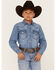 Cody James Boys' Cave Creek Long Sleeve Snap Western Denim Shirt, Medium Wash, hi-res