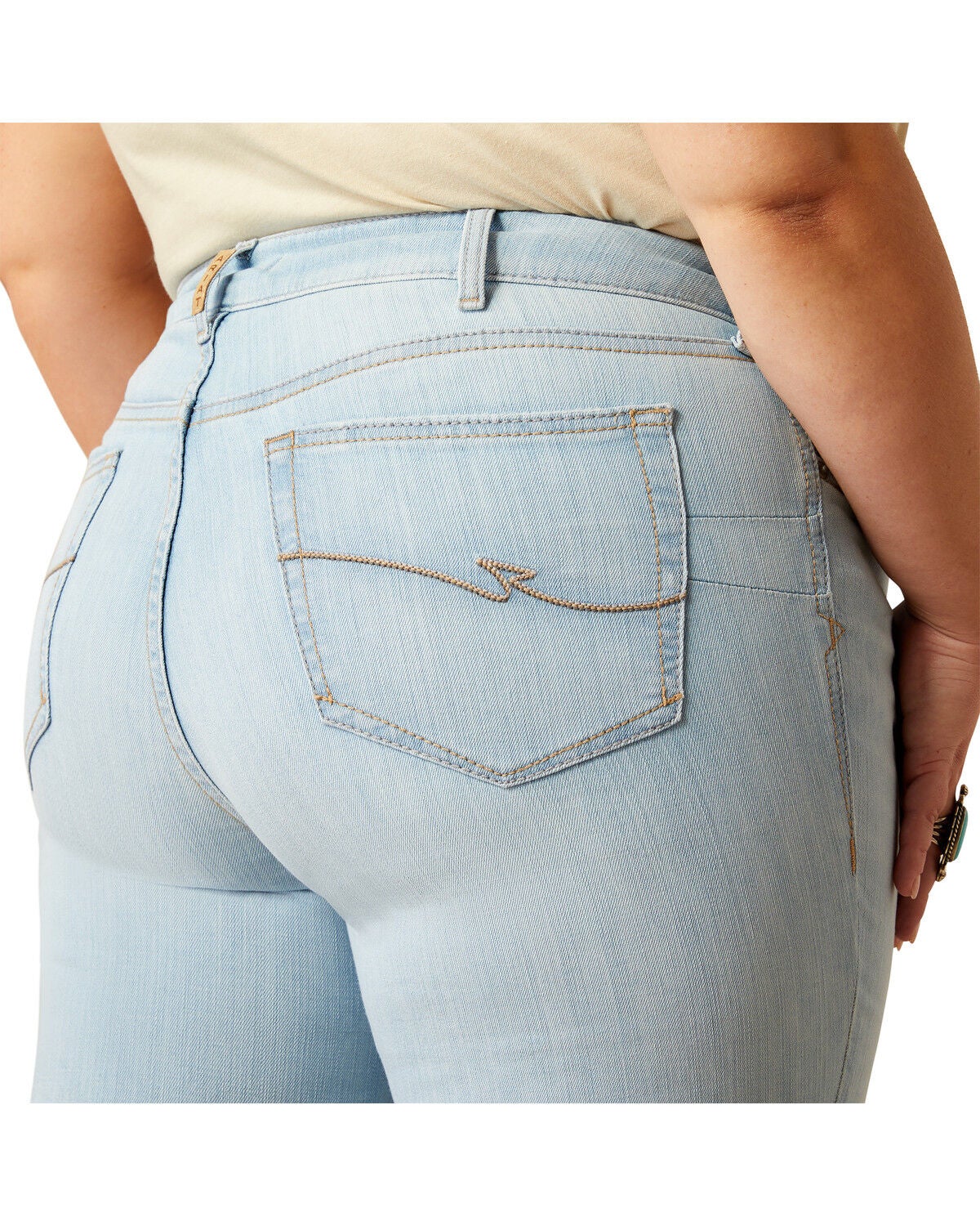 Image #2 - Ariat Women's June Light Wash Perfect Rise Flare Stretch Denim Jeans - Plus, Light Wash, hi-res