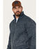 Pacific Teaze Men's 1/4 Zip Pullover Plaid Lined Bonded Sweater, Heather Blue, hi-res
