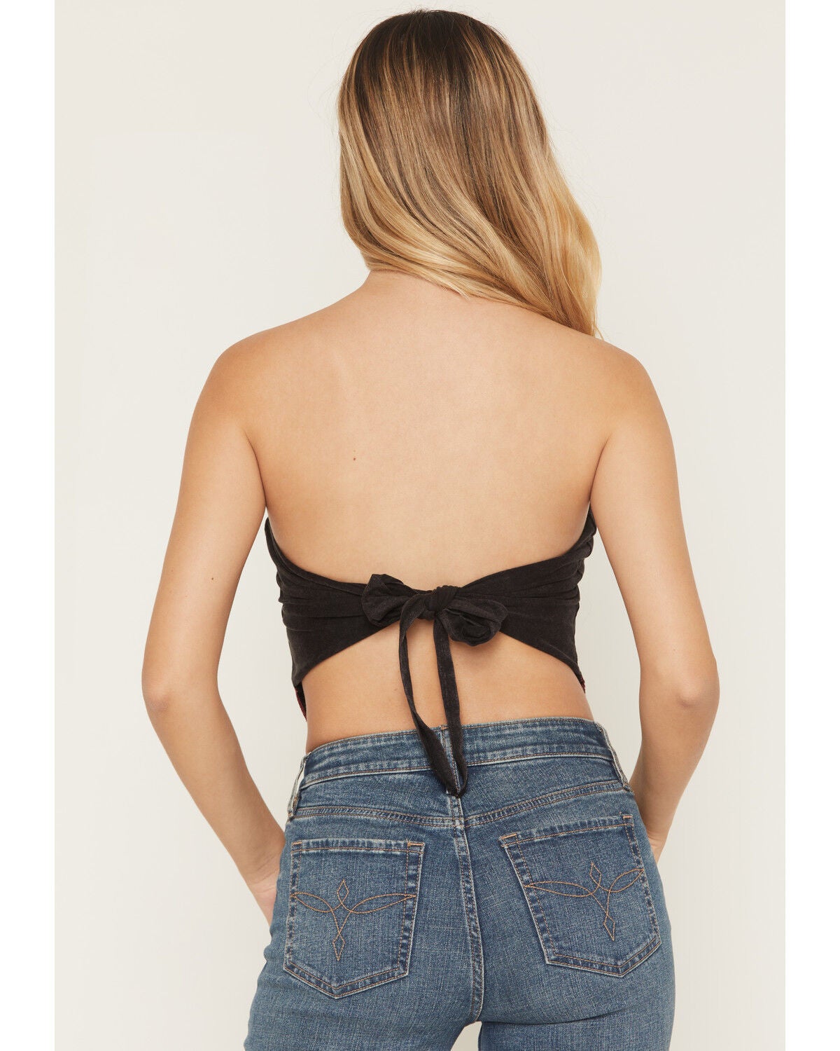 Image #4 - Blended Women's Rodeo Bandana Strapless Graphic Top, Black, hi-res