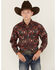 Image #1 - Panhandle Boys' Southwestern Print Long Sleeve Snap Western Shirt, Orange, hi-res