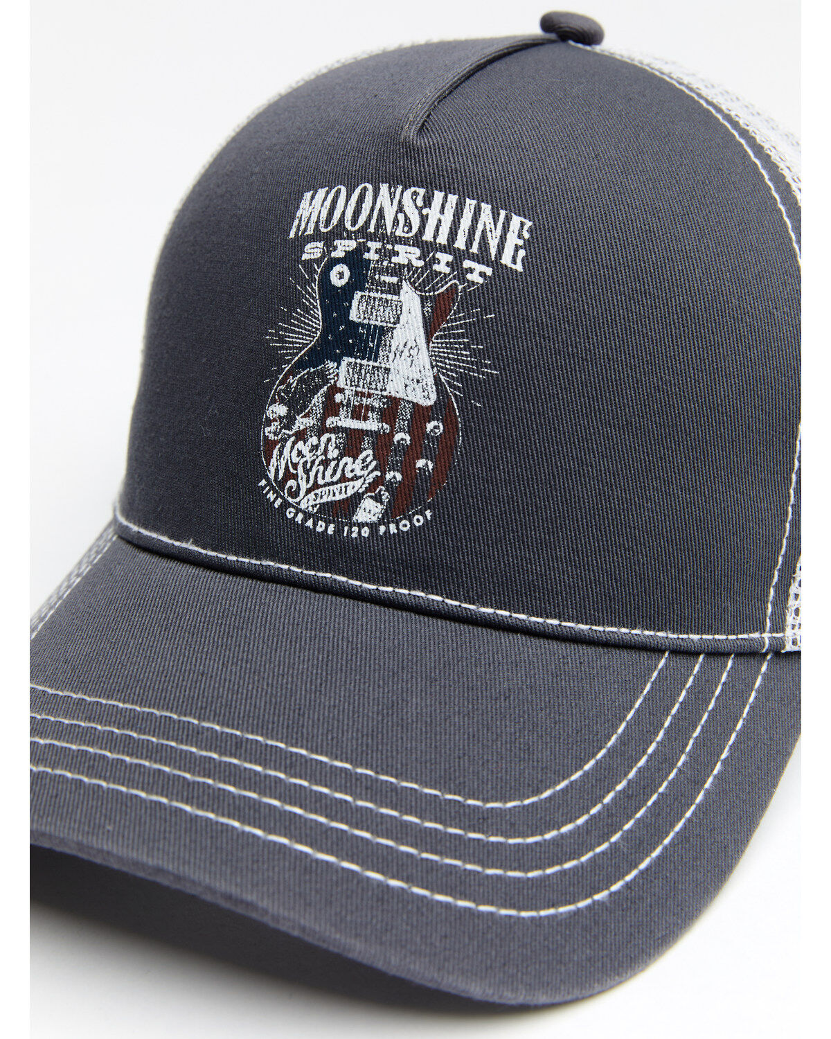 Image #2 - Moonshine Spirit Men's Flag Guitar Mesh Cap , Grey, hi-res