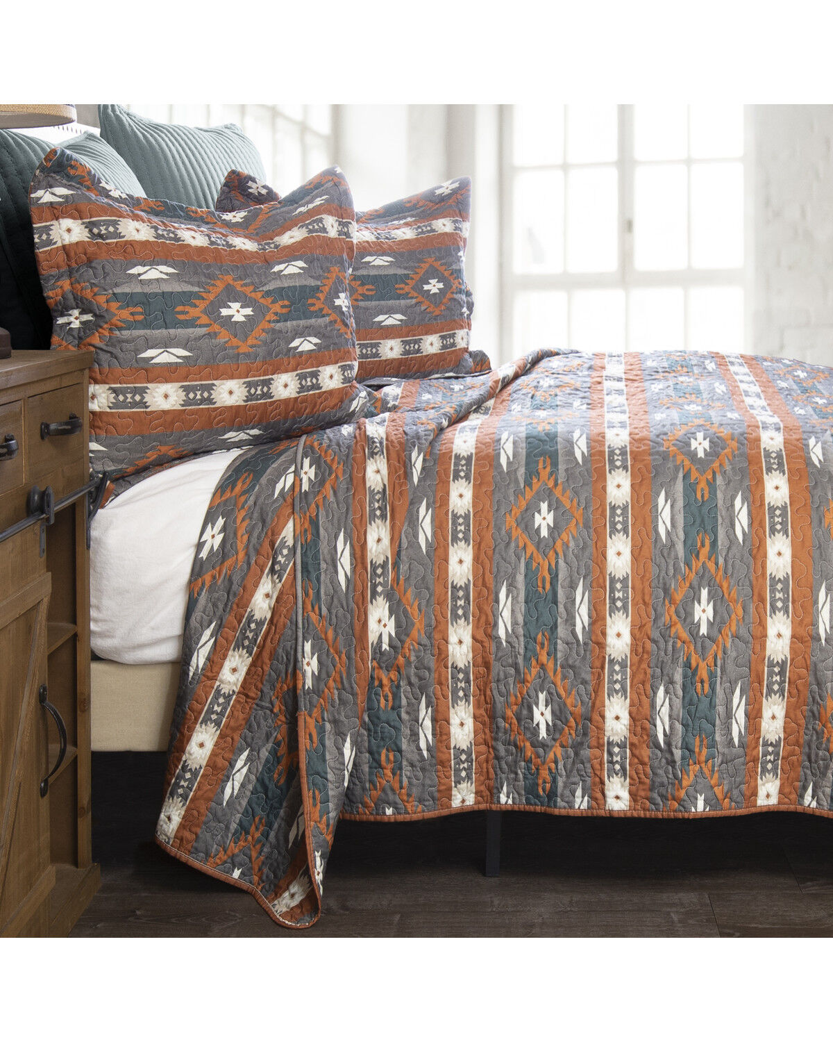 Image #1 - Carstens Home Wrangler Checotah King Quilt Set - 3 Piece, Multi, hi-res
