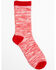 Shyanne Women's Melange Coolmax Crew Socks, Red, hi-res