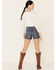 Ariat Women's Mid Rise Boyfriend Shorts, Blue, hi-res