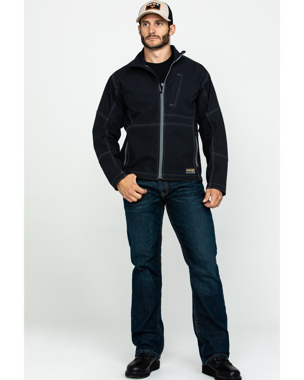 Image #6 - Ariat Men's Rebar Canvas Softshell Work Jacket, Black, hi-res