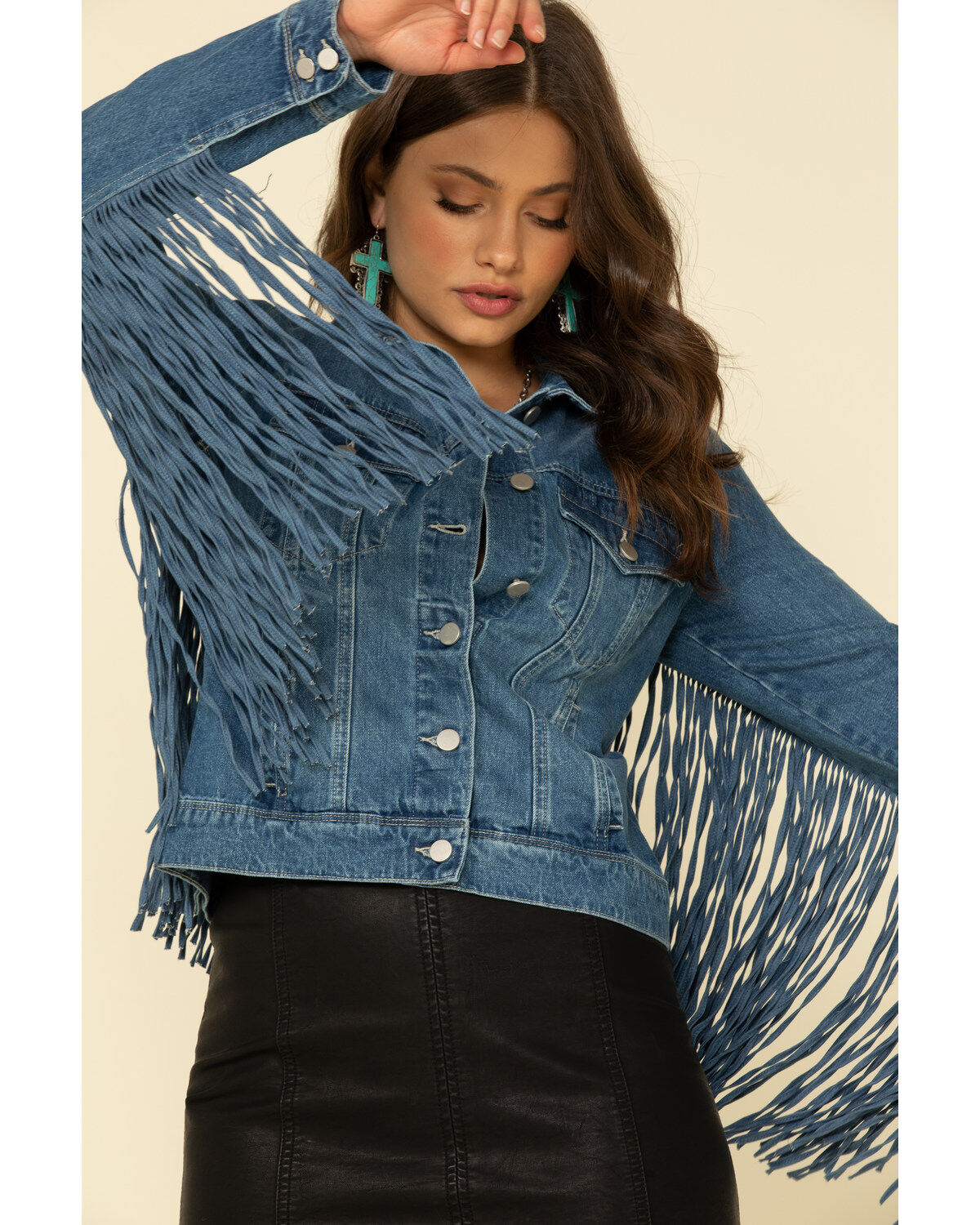Image #2 - Honey Creek by Scully Women's Denim Fringe Twist Jacket, , hi-res