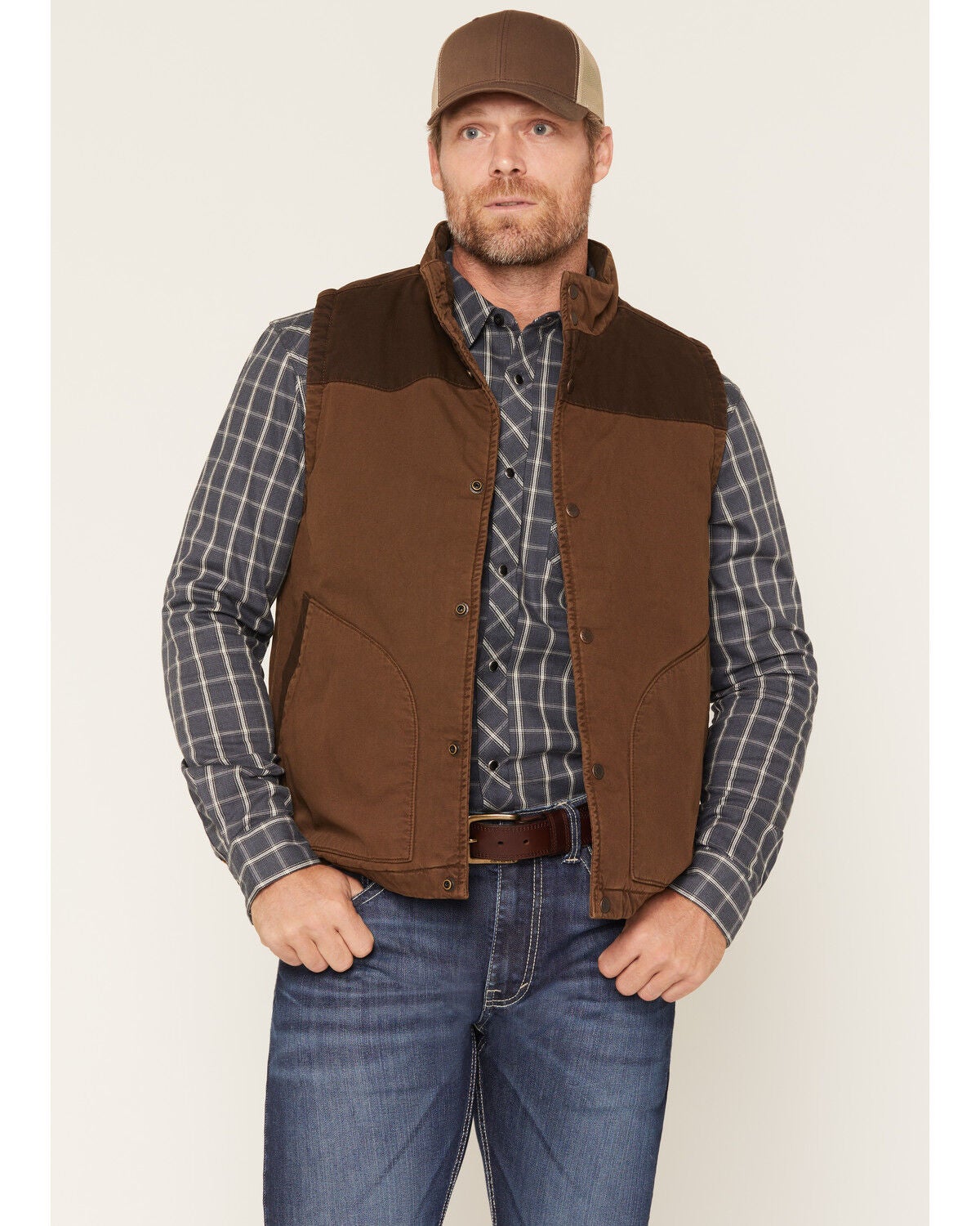 Cody James Men's FR Blocked Bronco Vest, Rust Copper, hi-res