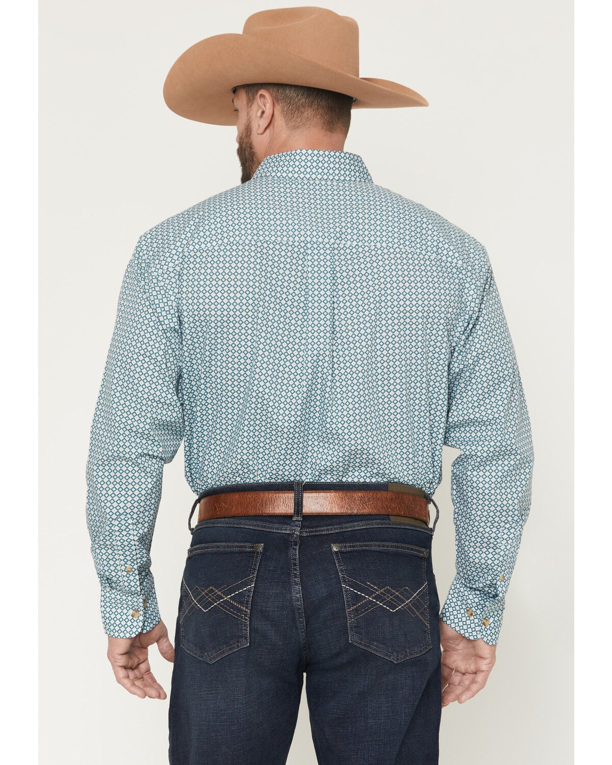 Image #4 - Wrangler Men's Classics Geo Print Long Sleeve Button-Down Western Shirt - Big, Turquoise, hi-res