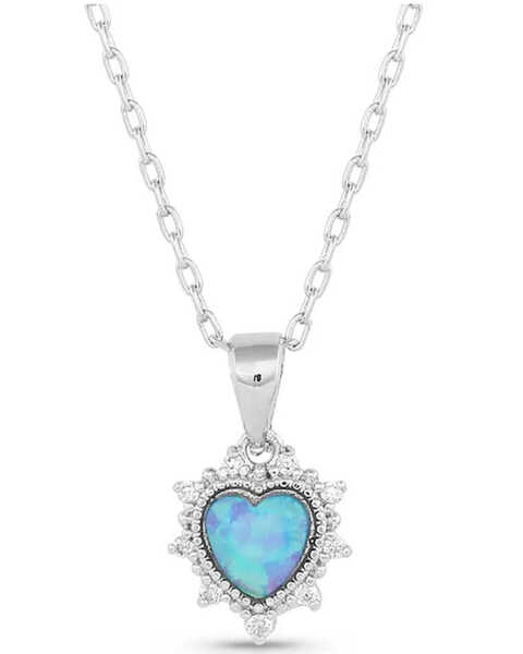 Montana Silversmiths Women's Royal Heart Opal Necklace, Silver, hi-res