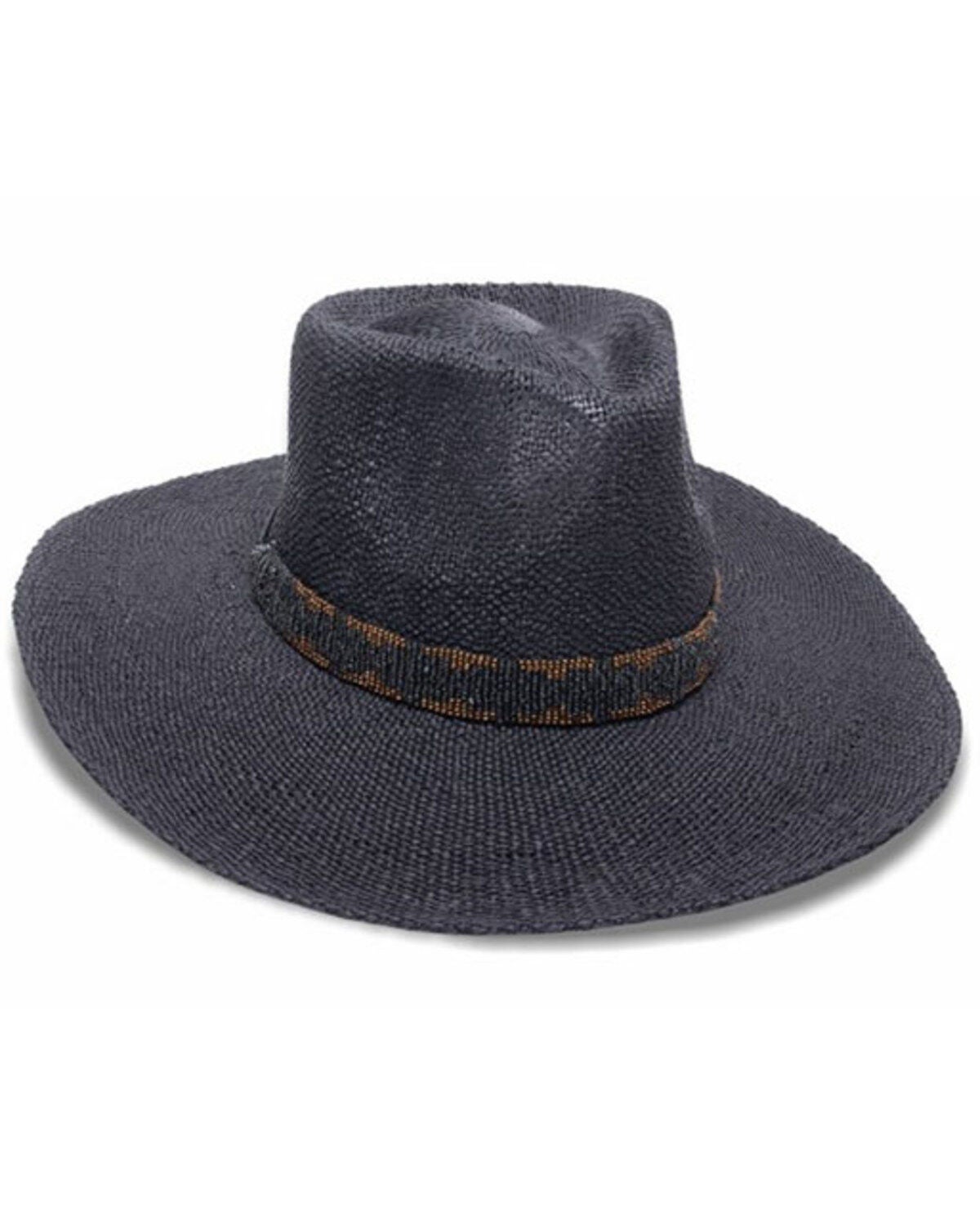 Nikki Beach Women's Twilight Straw Rancher Hat, Black, hi-res