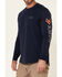 Image #3 - Hawx Men's Navy Original Logo Crew Long Sleeve Work T-Shirt, , hi-res