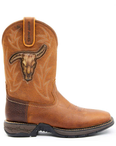 Brothers & Sons Men's Skull Western Boots - Broad Square Toe, Tan, hi-res