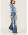 Driftwood Women's Colorblock Cropped Denim Jean Jacket, Blue, hi-res
