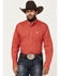 Image #1 - Cinch Men's Geo Print Long Sleeve Button-Down Western Shirt, Red, hi-res