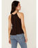 Image #4 - Shyanne Women's Embroidered Side Tie Tank Top, Chocolate, hi-res