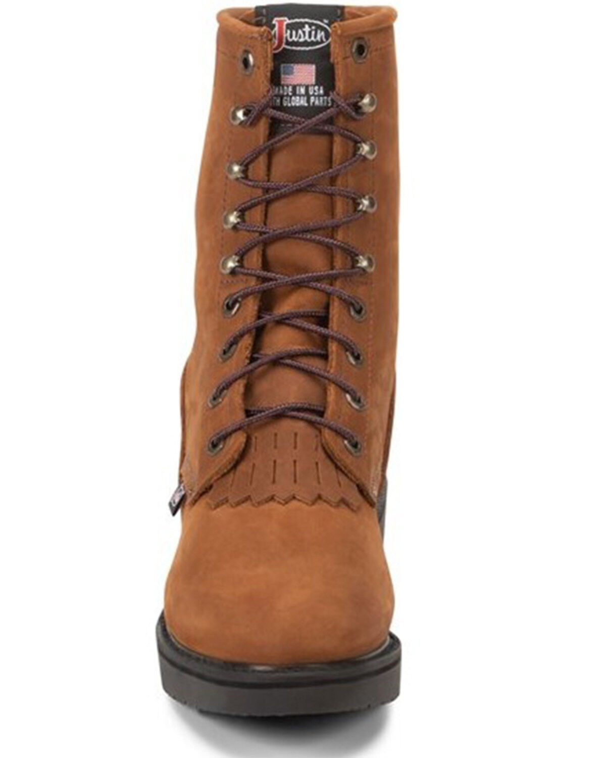 Image #4 - Justin Men's Lace Up Work Boots, Brown, hi-res