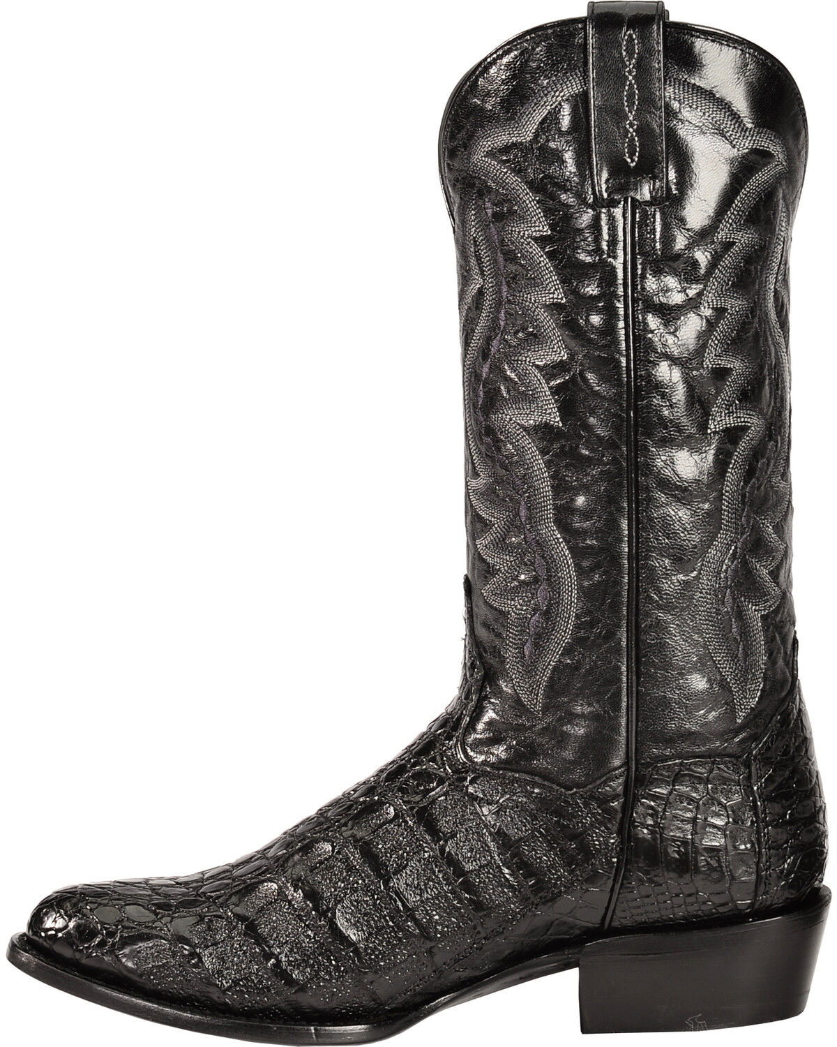 Image #3 - Dan Post Men's Flank Exotic Caiman Western Boots - Round Toe, Black, hi-res