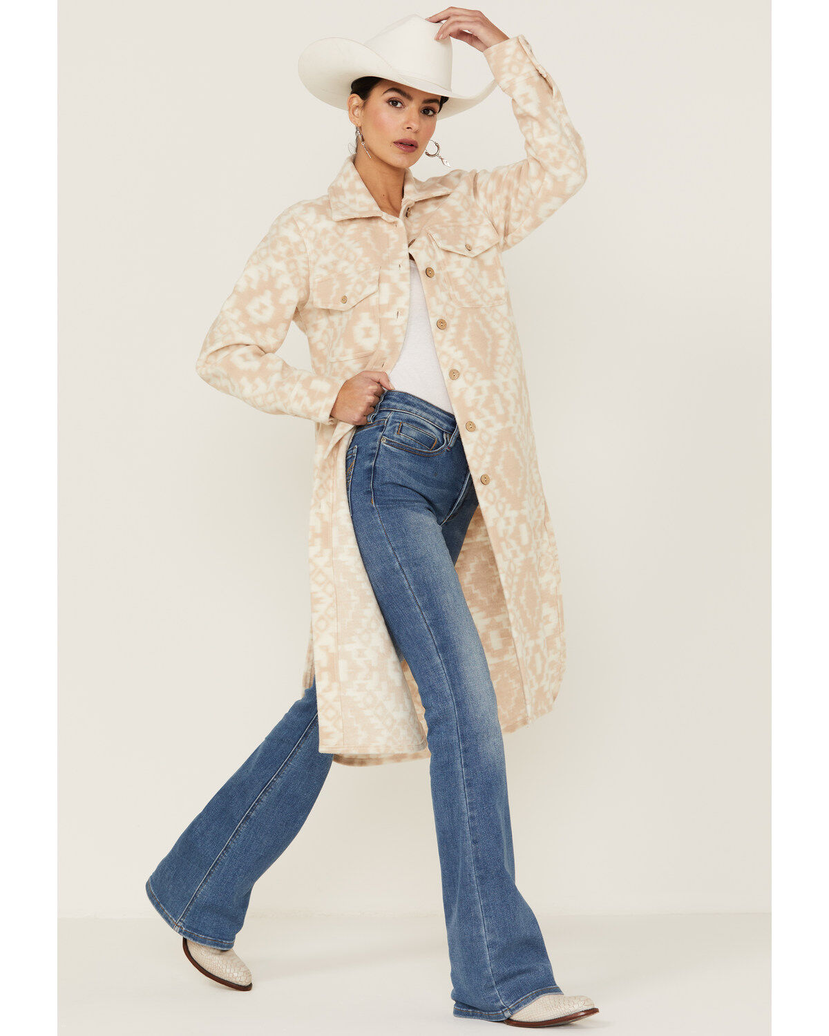 Image #1 - Shyanne Women's Southwestern Knit Duster Shacket, , hi-res