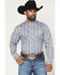 Image #1 - Panhandle Slim Men's Paisley Wallpaper Print Long Sleeve Button-Down Stretch Western Shirt, Blue, hi-res