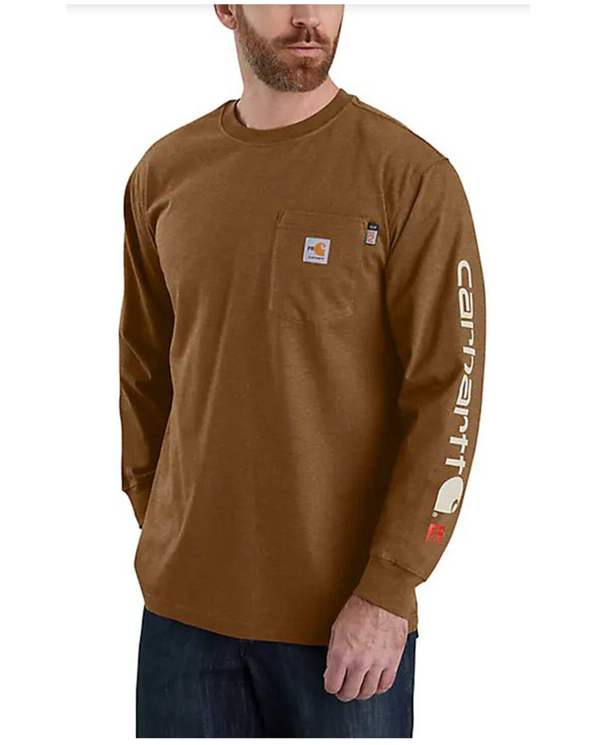 Image #1 - Carhartt Men's FR Force® Loose Fit Midweight Long Sleeve Logo Graphic T-Shirt - Big & Tall, , hi-res
