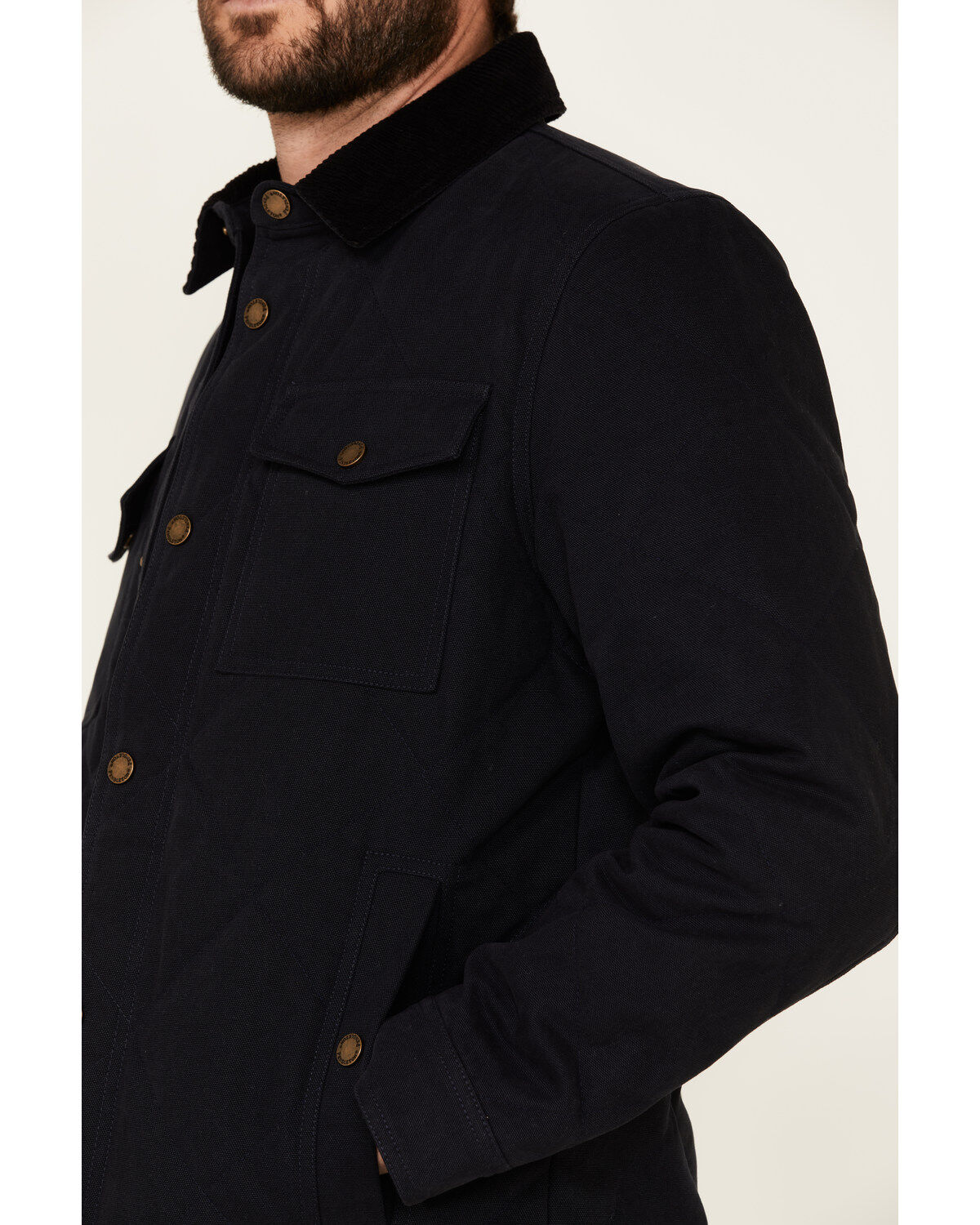Image #3 - Pendleton Men's Solid Quilted Canvas Snap-Front Shirt Jacket, Navy, hi-res