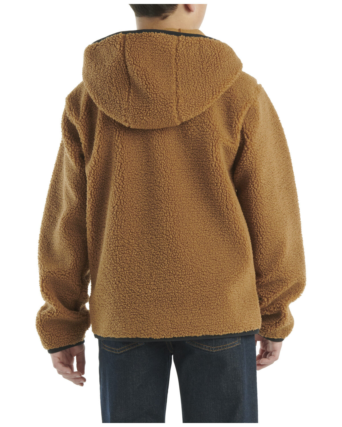 Image #3 - Carhartt Little Boys' Half Zip Sherpa Hooded Pullover, Brown, hi-res
