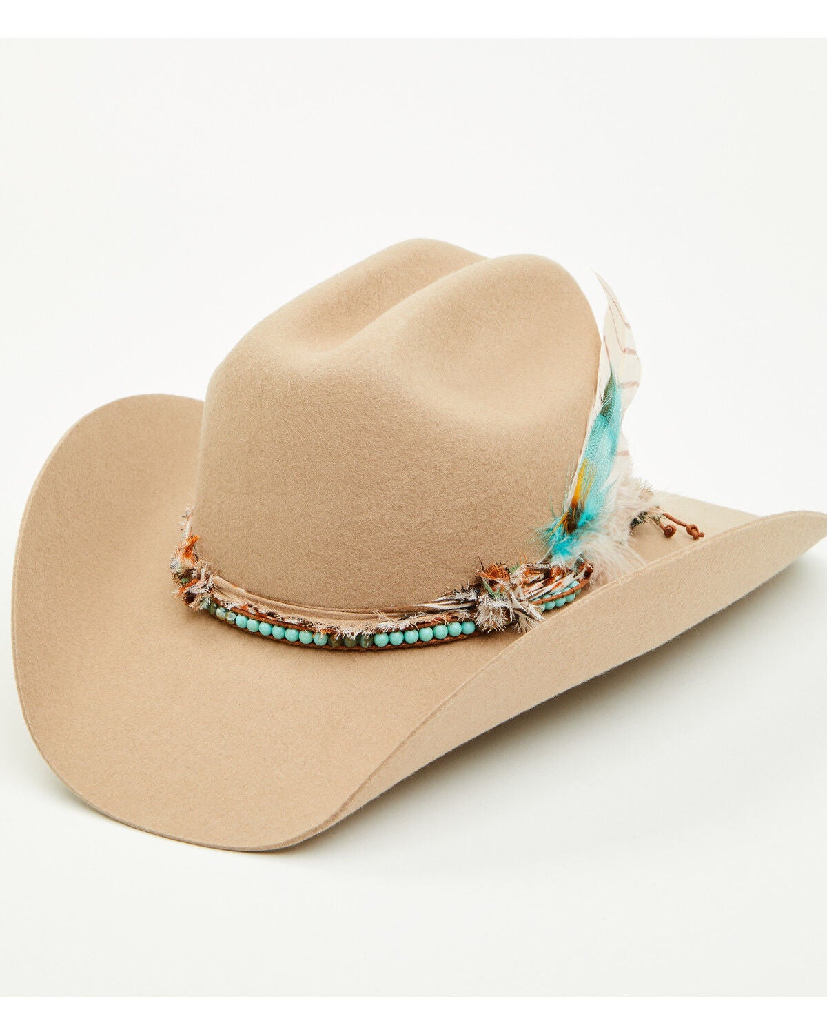 Shyanne Women's Feathered Wool Cowboy Hat, Beige, hi-res