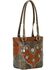 Image #1 - American West Desert Flower Zip Top Tote, Tan, hi-res