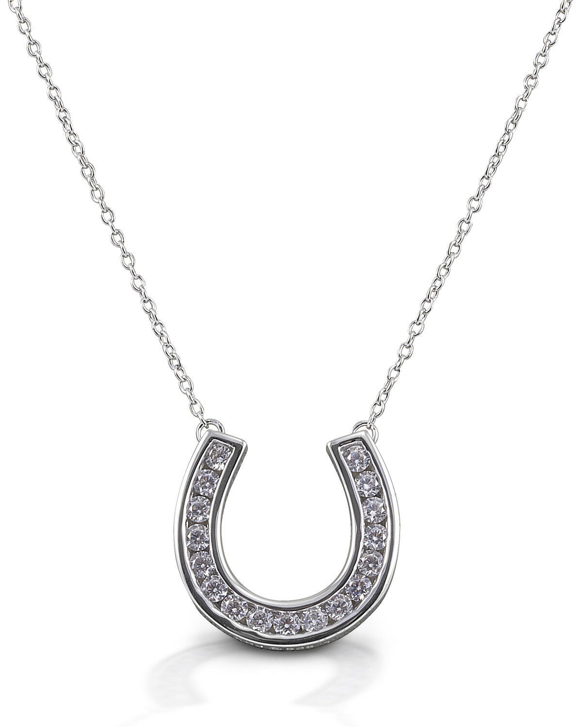 Kelly Herd Women's Contemporary Pave Horseshoe Necklace, Silver, hi-res
