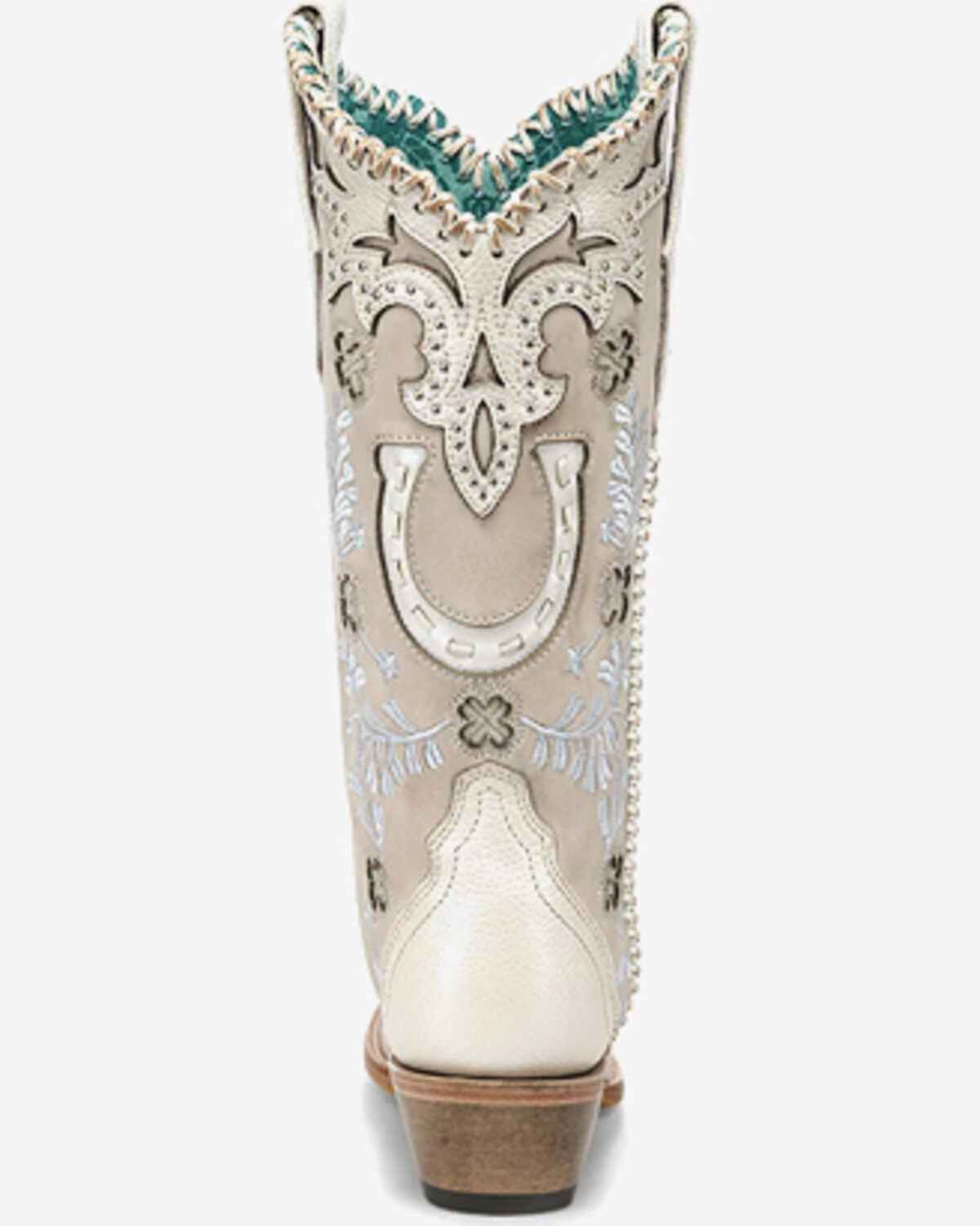 Image #4 - Corral Women's Honey Horseshoe Overlay Western Boots - Snip Toe, Ivory, hi-res