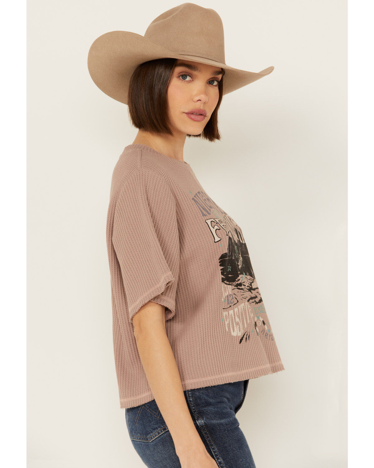 Image #2 - Cleo + Wolf Women's Adrian Boxy Cropped Graphic Tee, Bark, hi-res
