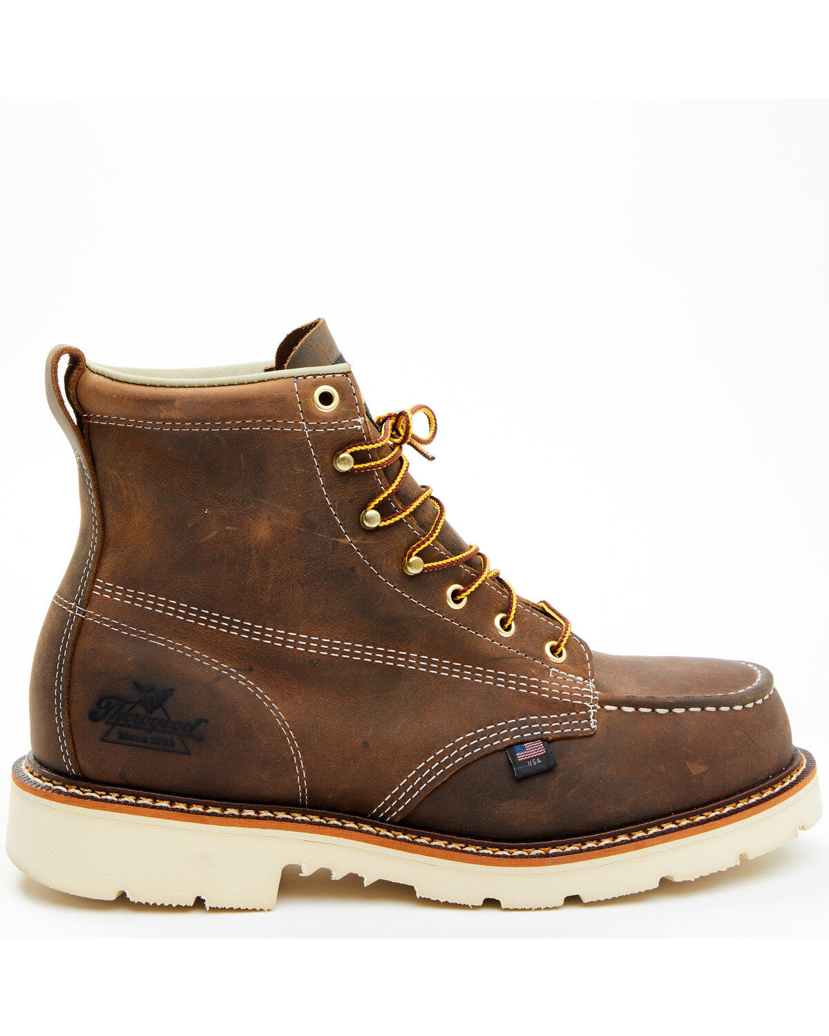 Image #2 - Thorogood Men's American Heritage Classics 6" USA Work Boots - Steel Toe, Brown, hi-res