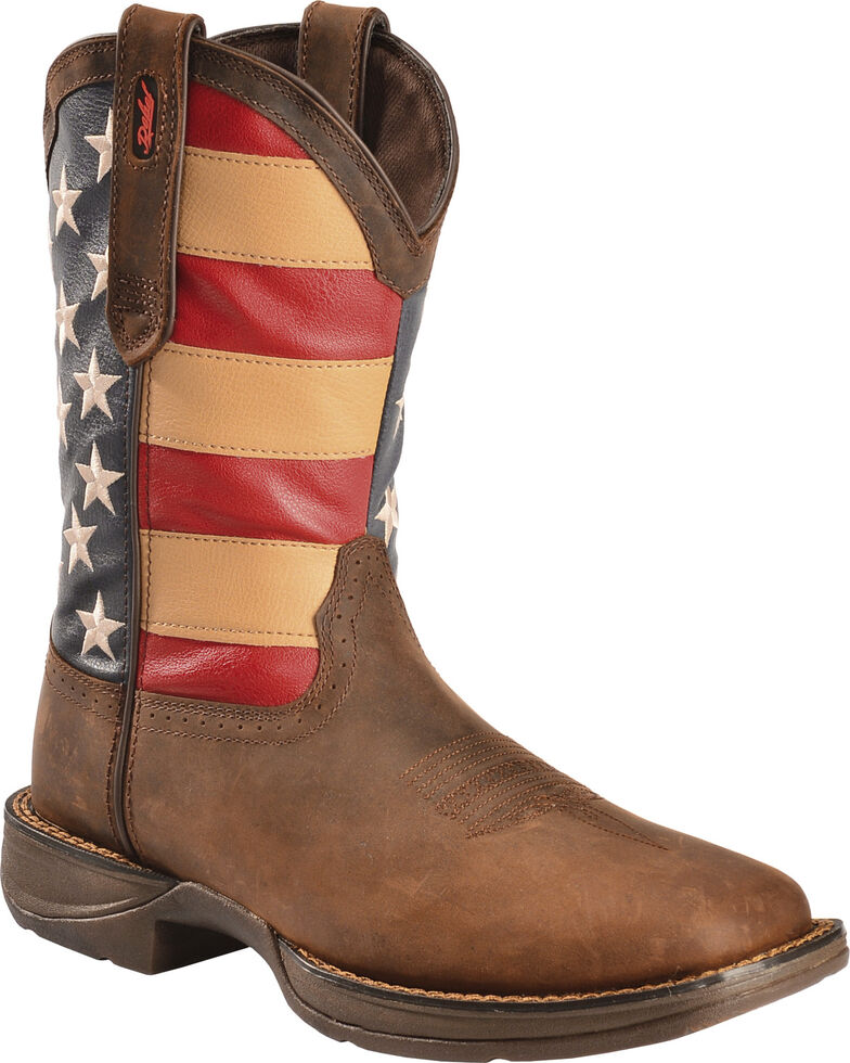 Durango Men's Patriotic Square Toe Western Boots, Brown, hi-res