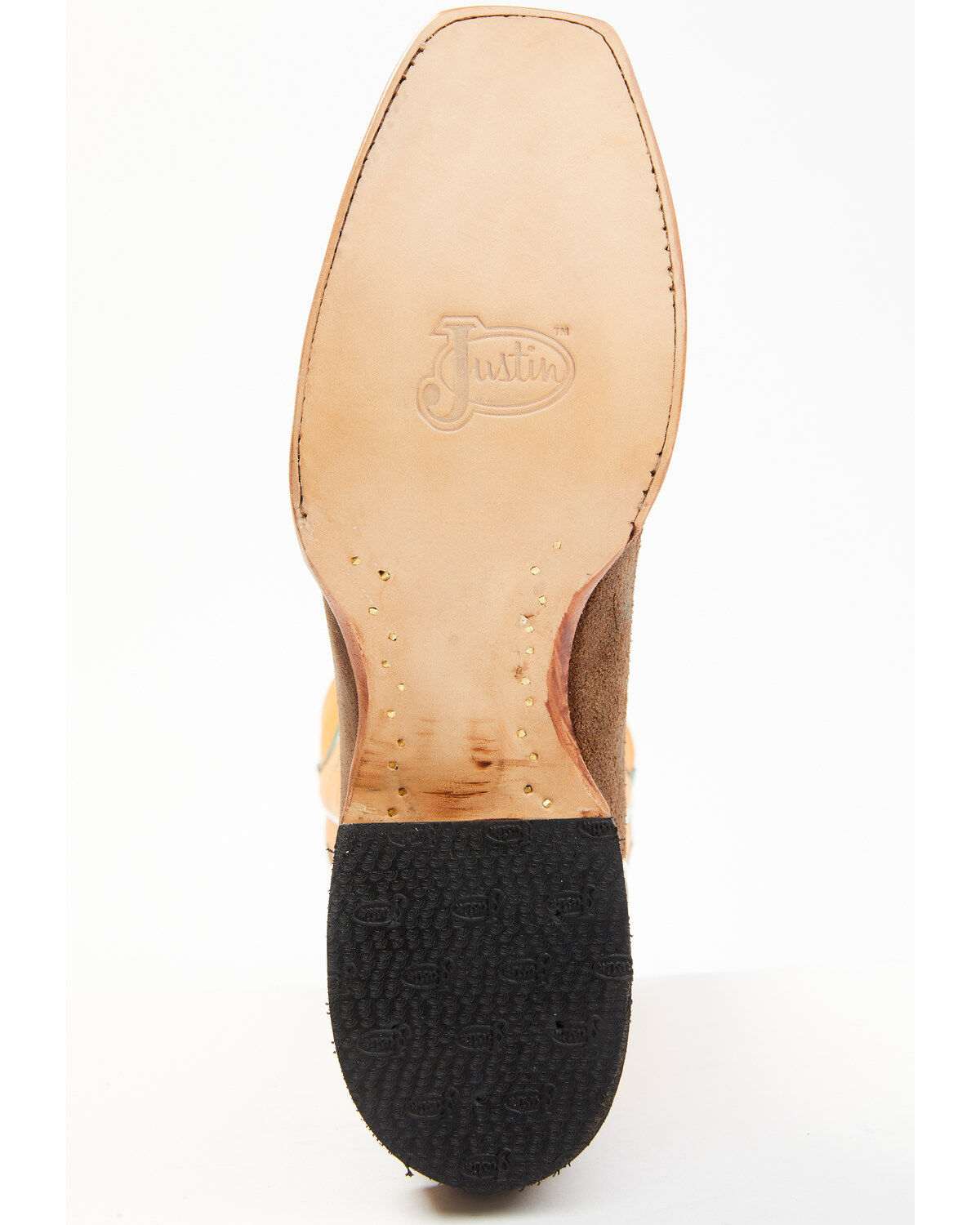 Image #7 - Justin Men's Billet Cowhide Leather Western Boots - Square Toe, Orange, hi-res