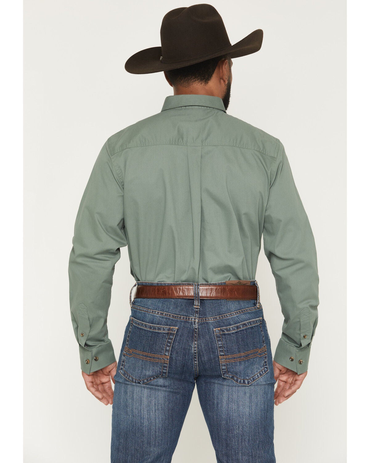 Image #4 - Cody James Men's Basic Solid Long Sleeve Button-Down Stretch Western Shirt, Sage, hi-res