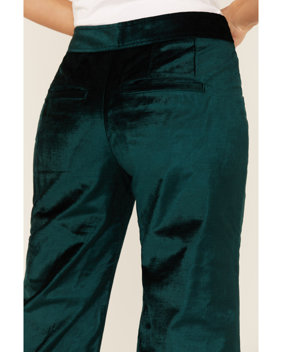 Image #3 - Free People Women's Walk With You Velvet Flare Trousers, Turquoise, hi-res