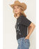 Image #2 - All Us Women's Conversation Embellished Short Sleeve Graphic Tee, Grey, hi-res