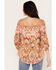 Shyanne Women's Ikat Peasant Blouse , Brick Red, hi-res