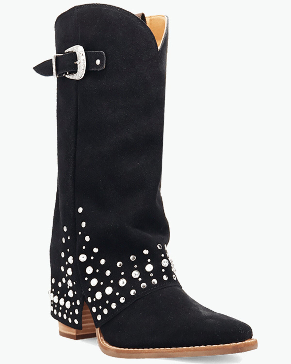 Image #1 - Dingo Women's Howdy Honey Suede Western Boots - Snip Toe, Black, hi-res