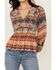 Image #3 - Shyanne Women's Southwestern Print Long Sleeve Crepe Shirt, Navy, hi-res