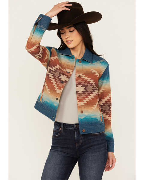 Pendleton Women's Canyon Wool Jacket , Turquoise, hi-res