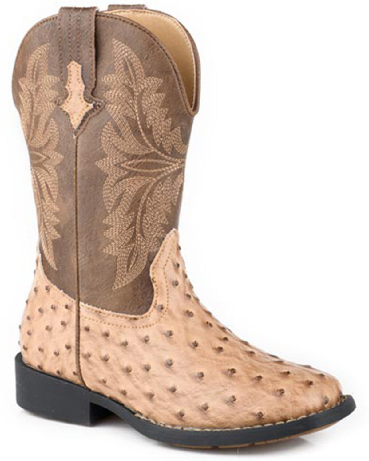 Image #1 - Roper Little Boys' Jed Western Boots - Broad Square Toe, Tan, hi-res