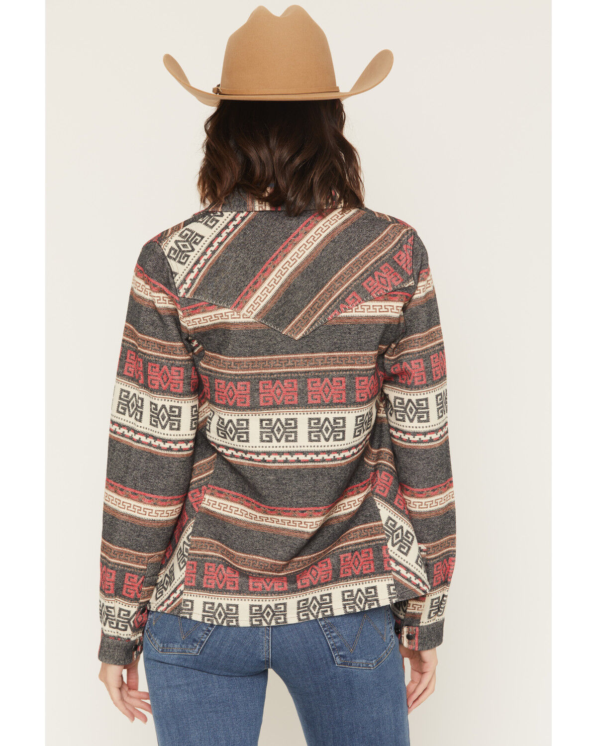 Image #4 - Outback Trading Co Women's Lorelei Southwestern Print Long Sleeve Snap Performance Shirt, Red, hi-res