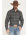Image #1 - Cody James Men's Warriors Way Plaid Print Long Sleeve Snap Western Shirt - Big, Dark Blue, hi-res