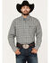 Image #1 - George Strait By Wrangler Men's Plaid Print Button Down Shirt, Navy, hi-res