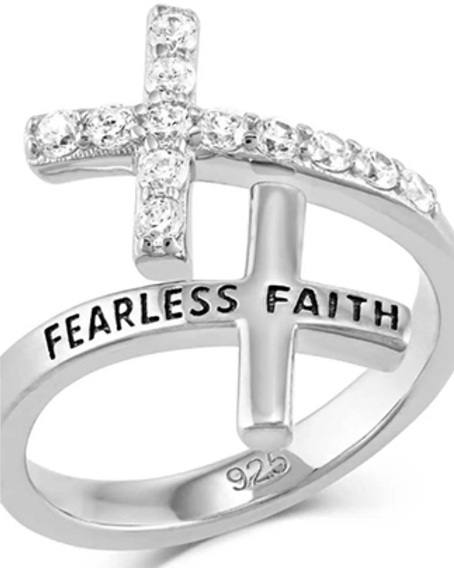 Montana Silversmiths Women's Fearless Faith Crystal Cross Ring